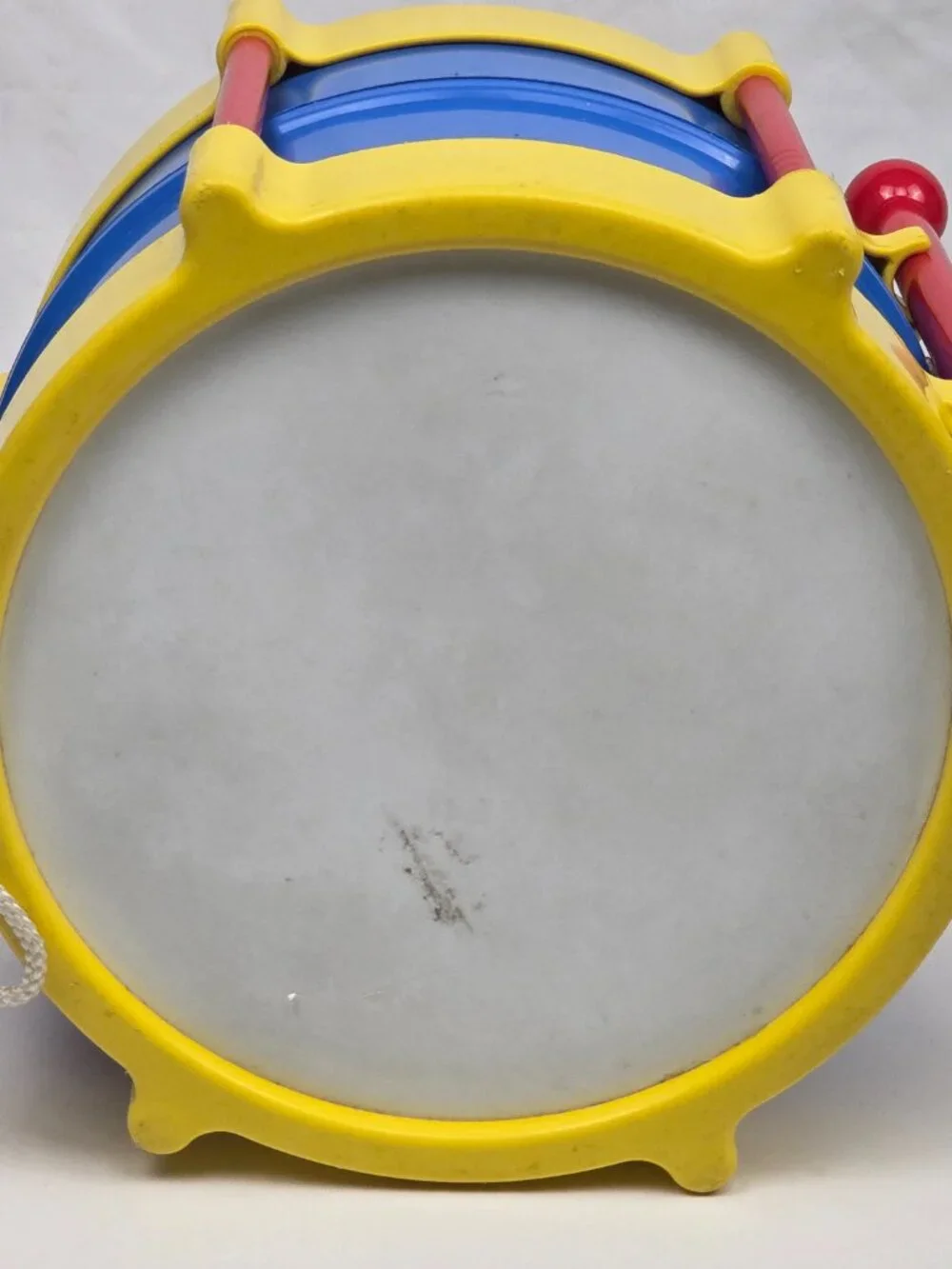 Vintage Little Tikes Toy Drum w/ Drumsticks Red Blue Yellow Plastic Musical Drum